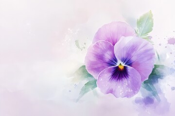 Delicate, pastel-toned floral painting of a pansy.