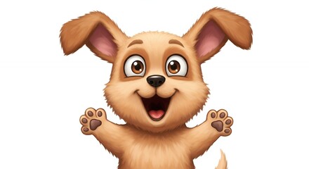 Cartoon dog illustration with raised paws