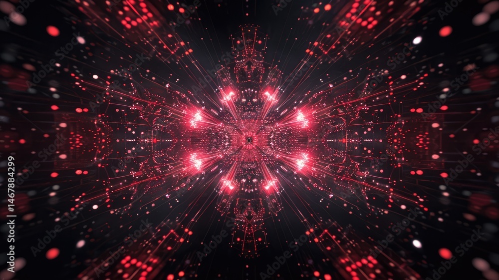 Fototapete Dive into this abstract digital visualization exploring concepts of artificial intelligence, showcasing dynamic red patterns and intricate designs.