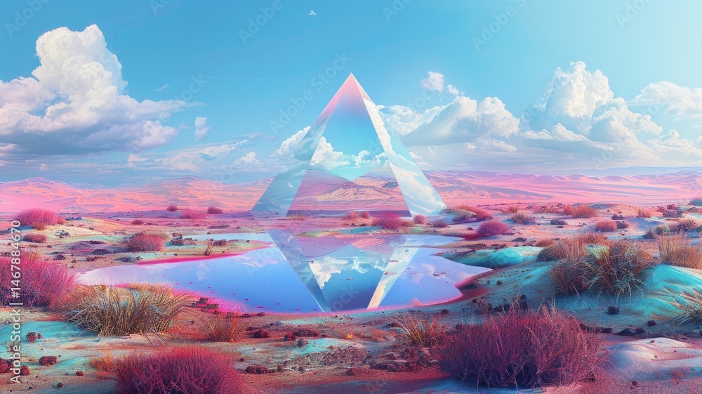Poster abstract crystal mirror texture effect decorated with colorful light in modern design surrounded by 