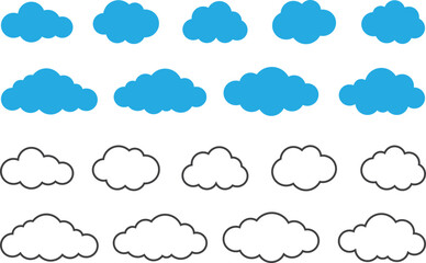 Cloud outline and filled vector sign Cloud icon.