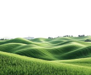 Lush green hills rolling landscape nature tranquil environment scenic view isolated on transparent background