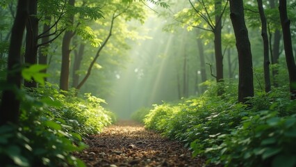 Fototapeta premium Forest Trail Sunshine Scene Map