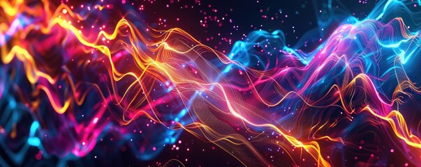 Abstract vivid colorful wave flowing express energetic texture. Seamless texture of vividness curve swirling convey sense of harmony and wonderful scene perfect for effect and graphic design. AIG61.