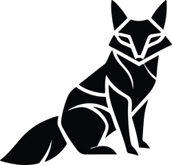 Fractal Fox in Black and White | Geometric Abstract Fox Illustration, Detailed Animal Silhouette, Intricate Fractal Patterns for Modern Art Prints, Digital and Vector Design