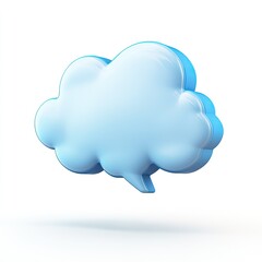 Light blue cloud icon, 3D render