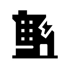 Icon of a damaged building to signify destruction or disrepair