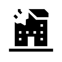Icon of a damaged building to signify destruction or disrepair