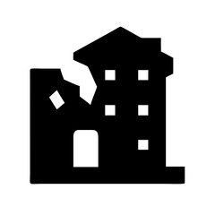 Icon of a damaged building to signify destruction or disrepair