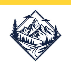 Obraz premium vector illustration of a mountain landscape