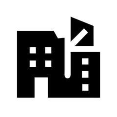 Icon of a damaged building to signify destruction or disrepair