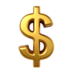 Gold Dollar Sign Stock Image  Symbol isolated on transparent background
