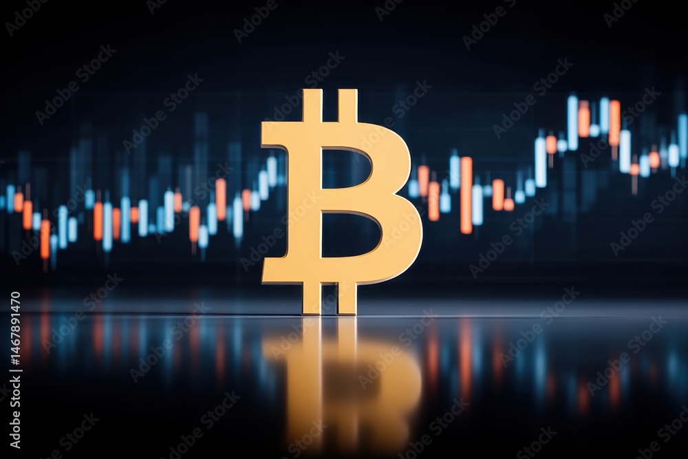 Poster bitcoin symbol with graph background