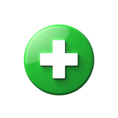Obraz premium Green Circle with White Plus Sign Medical Icon isolated on transparent background