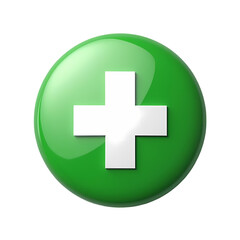 Obraz premium Green Plus Sign Medical Icon Add Button Healthcare Symbol isolated on transparent background