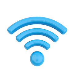 3D Blue Wifi Symbol HighQuality Wireless Internet Icon isolated on transparent background