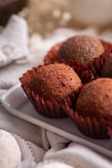 Brigadeiros chocolate truffles brazilian tradicional dessert sweet food