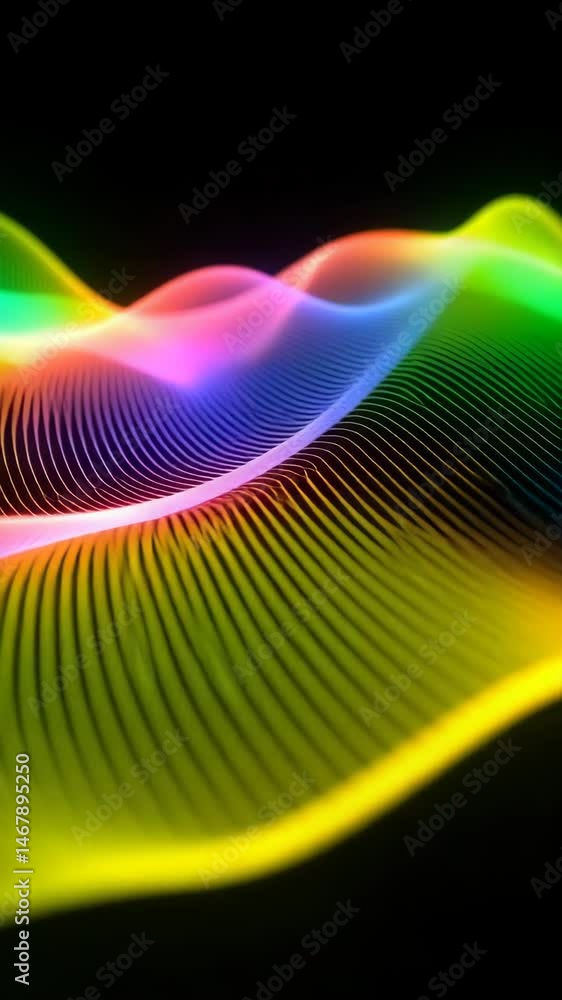 Aufkleber rainbow waves psychedelic rainbow lines video slow wave motion of bright planes made of lines on bla