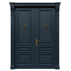 Classic Double Door With Ornate Frame On Transparent Background

