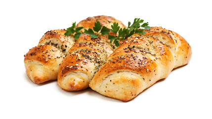 assortment of baked bread isolated on a white background