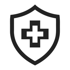 shield with medical cross symbol protective icon on white background