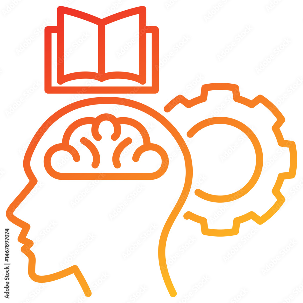 Poster cognitive training line gradient icon