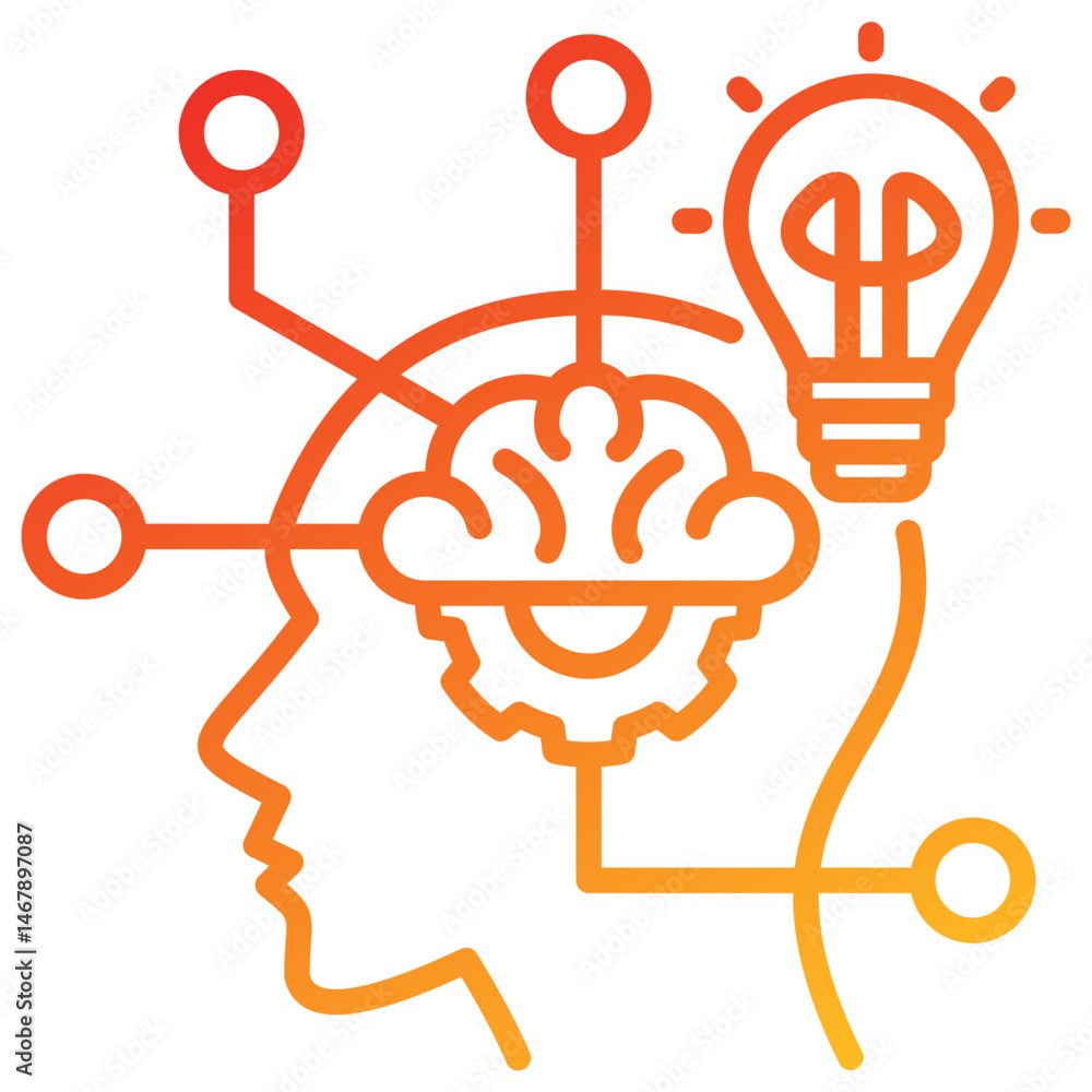 Poster lateral thinking line gradient icon