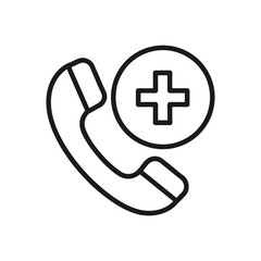 medical phone emergency call symbol icon on white background