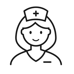 girl in a cap hospital nurse icon on white background
