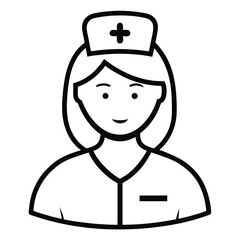 simple line drawing nurse outline icon isolated on white background