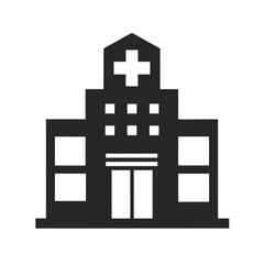 hospital building medical facility silhouette icon on white background