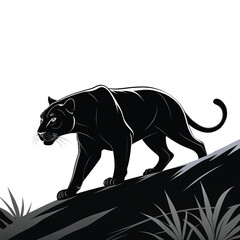 Black Panther Silhouette Fierce Grace in Motion Against a Stark Background