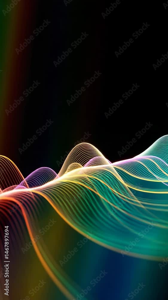 Poster rainbow waves psychedelic rainbow lines video slow wave motion of bright planes made of lines on bla
