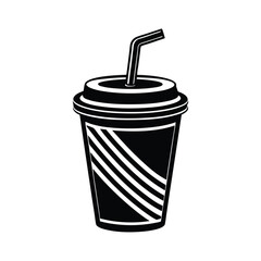 paper cup with straw vector icon art silhouette