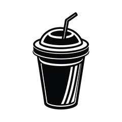 paper cup with straw vector icon art silhouette