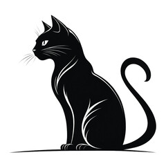Mysterious Black Cat Silhouette: Timeless Elegance of a Feline in Profile