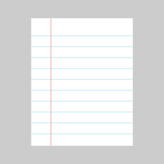 Lined notebook paper. Seamless lined paper icon. lined paper sheets isolated on grey background. Vector illustration. EPS file 47.