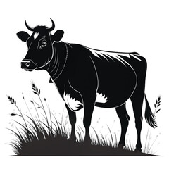 Timeless Profile of a Powerful Dairy Animal in a Rustic Landscape