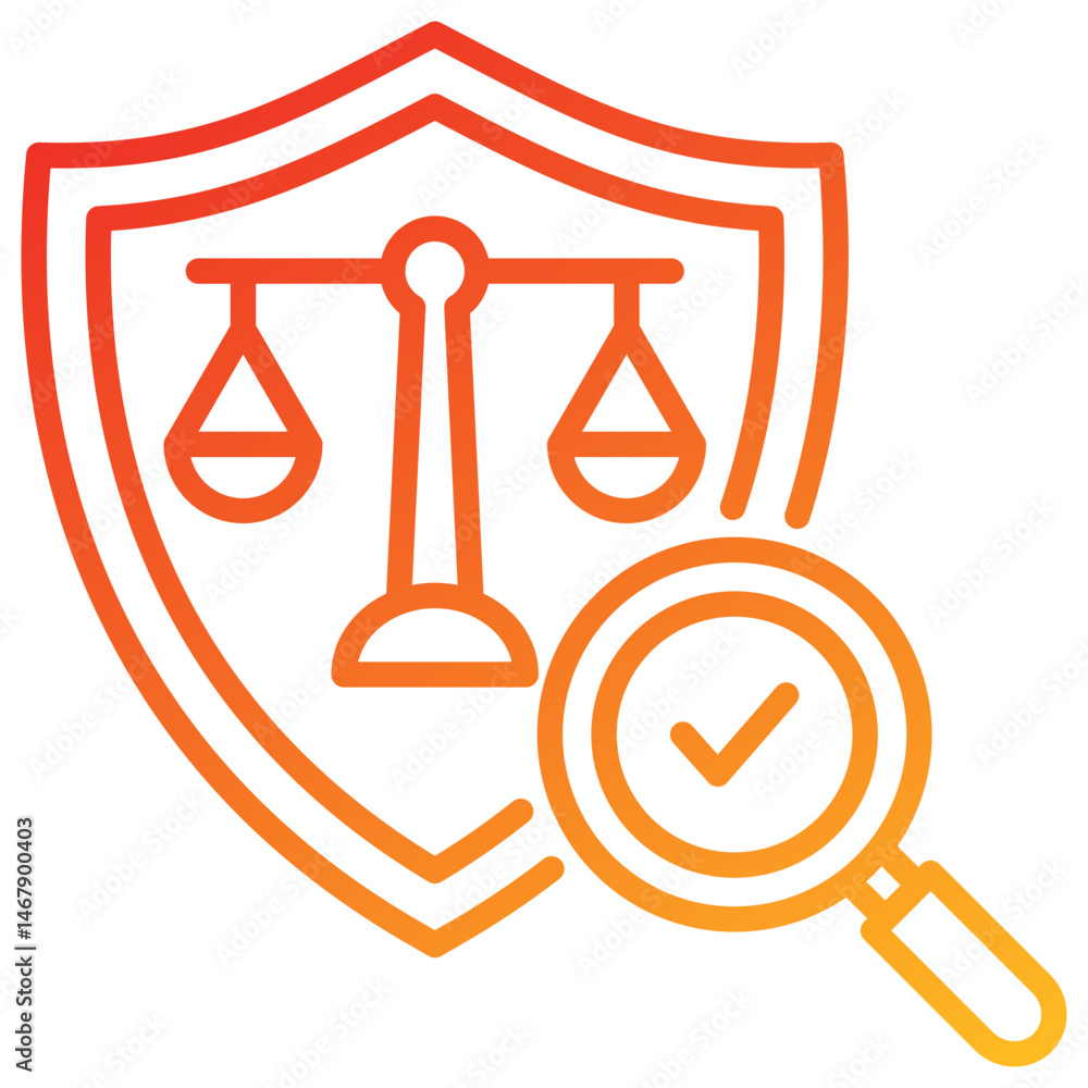 Poster compliance checks line gradient icon