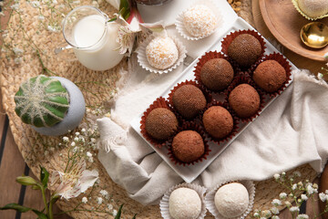 Brigadeiros chocolate truffles brazilian tradicional dessert sweet food