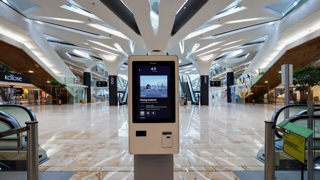 Information kiosk at a modern shopping mall