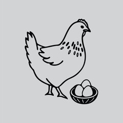 Detailed Hen Illustration with egg