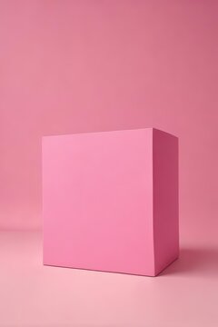 A subtly textured pink box sits against a matching pink backdrop , branding, product display