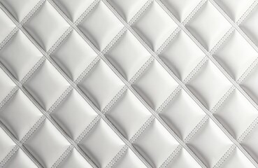 White diamond pattern leather texture background. Quilted surface with stitching, geometric shapes. Elegant modern design for wallpaper. Abstract luxury texture.