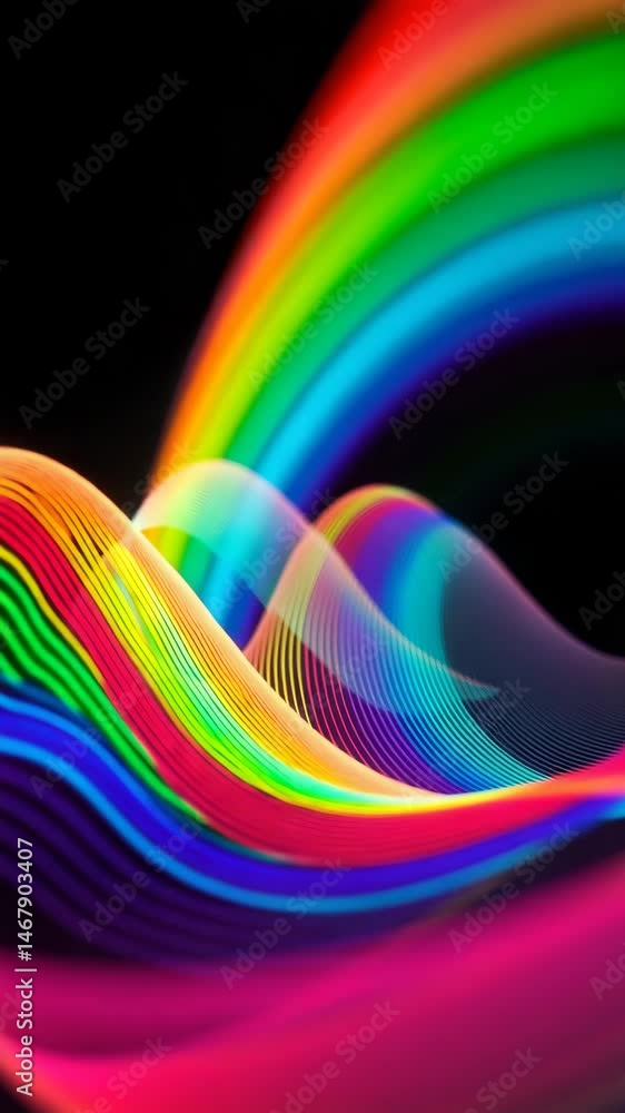 Aufkleber rainbow waves psychedelic rainbow lines video slow wave motion of bright planes made of lines on bla