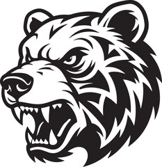 Roaring Bear Head Side View - Exposed Teeth EPS 10