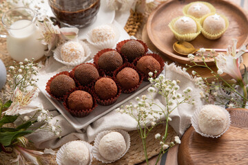 Brigadeiros chocolate truffles brazilian tradicional dessert sweet food