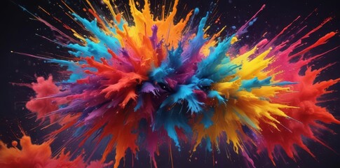 Whimsical burst of color, paint explosions, dynamic disorder, texture rich,  paint,  artistic,  explosion