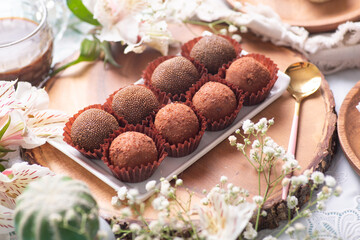 Brigadeiros chocolate truffles brazilian tradicional dessert sweet food