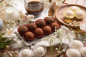 Brigadeiros chocolate truffles brazilian tradicional dessert sweet food